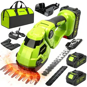 21V Rechargeable 2-in-1 Cordless Grass Shear & Handheld Hedge Trimmer, Electric Shrubbery Trimmer for Home Garden, Compact Lightweight Tool for Bush and Lawn Care,summervibes