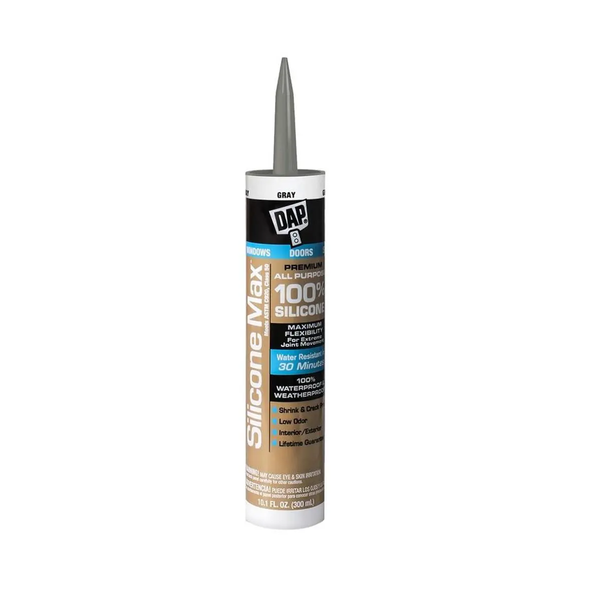 Dap Silicone Max Sealant - 10.1 oz Gray Weatherproof High-Temperature Resistant Long-Lasting Flexible Bonding Glue Silicone Adhesive Material for All Surfaces