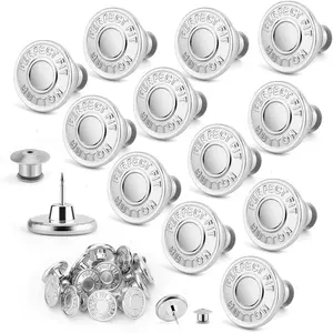 Jean Buttons for Loose Jeans, Button Pins for Jeans to Make Smaller, No Sew Button Replacement, Adjustable and   Tightener (12)