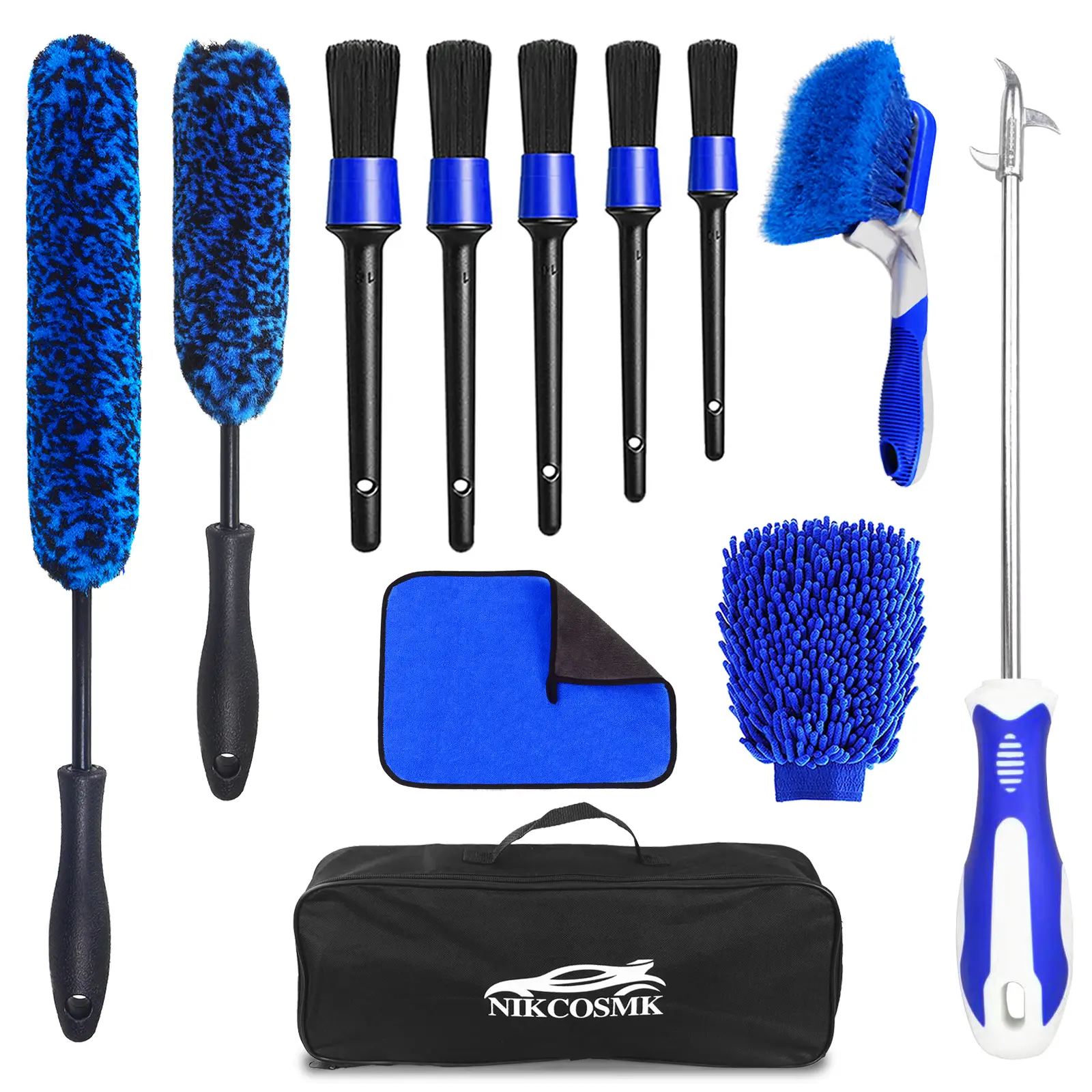 12Pcs Wheel Brush Kit for Cleaning Wheel and Tire, Wheel and Rim Brush, Car Detailing Brushes, Tire Brush, Bendable & Durable Car Wheel Rim Cleaner Br