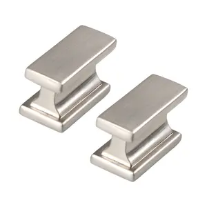 2PCS Square Cabinet Knobs, Brushed Nickel Finish, Modern Decorative Pulls Handles for Drawer Closet Kitchen Cupboard, Heavy Duty Easy to Install, Upgrade Thickened Design, Gold Color Optional