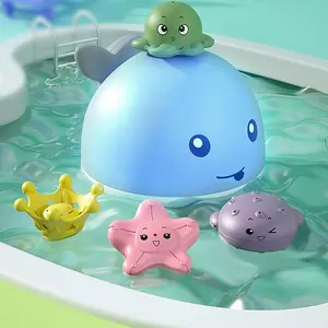 Upgraded USB Rechargeable Whale-Shaped Sensory Water Toy Sprinkler, ABS Plastic Drop-Resistant Design, RGB Light Show Automatic Color-Changing Fountain, Toddler Bath Time Accessory, 3+ Birthday Gift