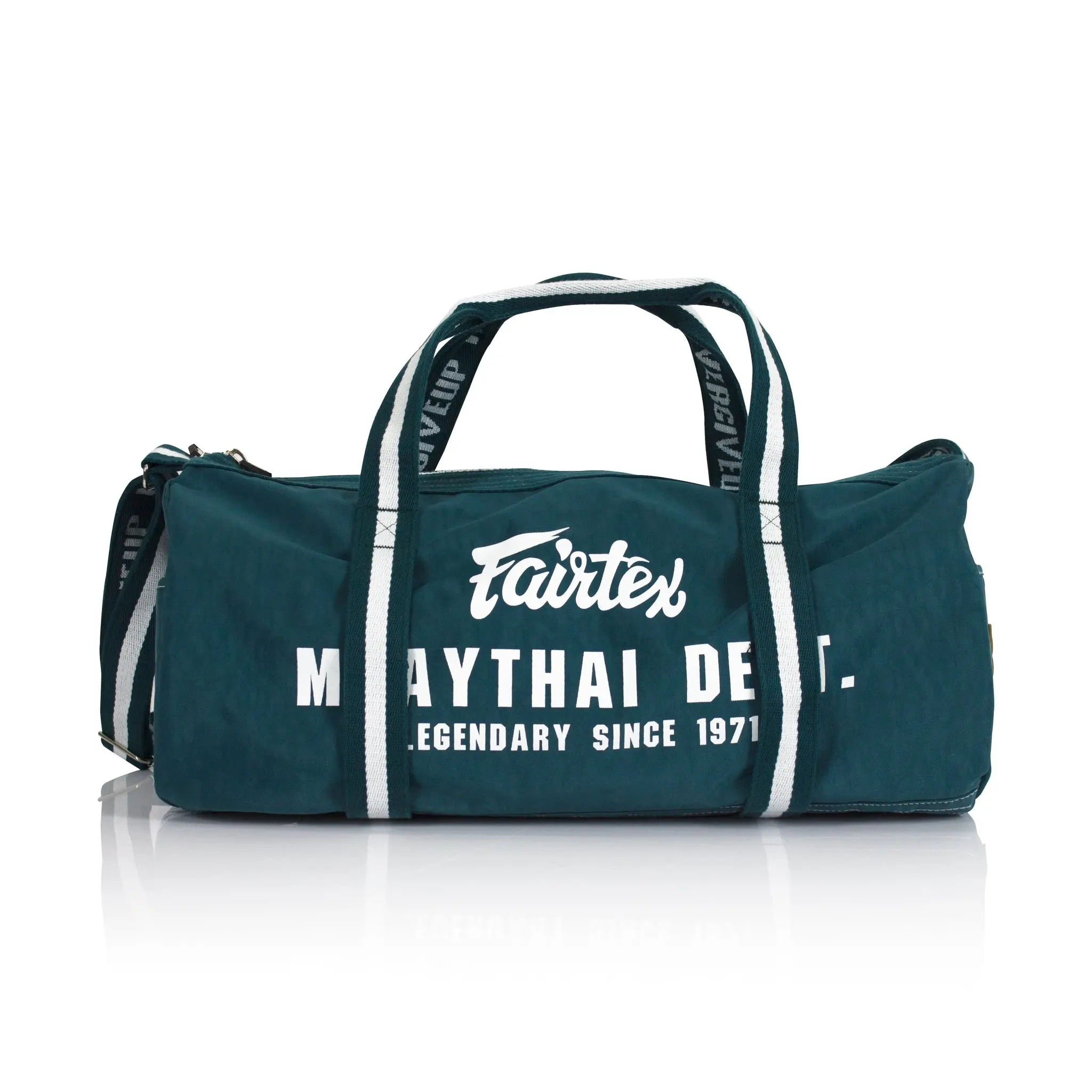 Fairtex BAG9 Retro-Style Barrel Gym Bag - Sturdy Polyester Athlete Backpack, Classic Retro Look Design, Portable Unisex Casual Sports Bag with Zip, Multiple Pockets for Martial Arts, Travel