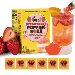Twrl Strawberry Popping Boba - Single Serve Pack of 6 - Dye-Free, Gluten Free, No High Fructose Corn Syrup - Great for any Beverage!