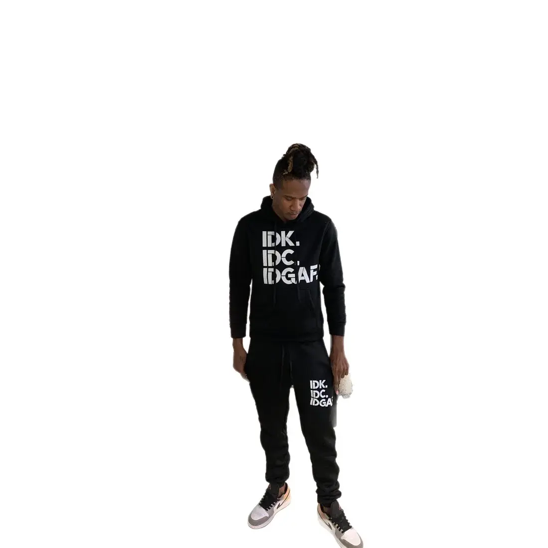 IDK,IDC, IDGAF TWO PIECES HOODIE JOGGER FOR MEN Menswear Set Fashion Day Prints Overall Casual Stylish