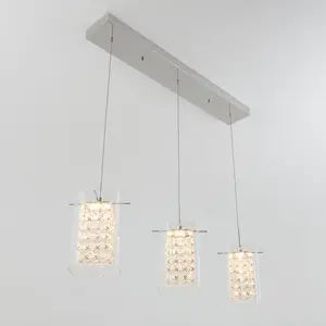 Crystal Cube 3-light LED pendant light