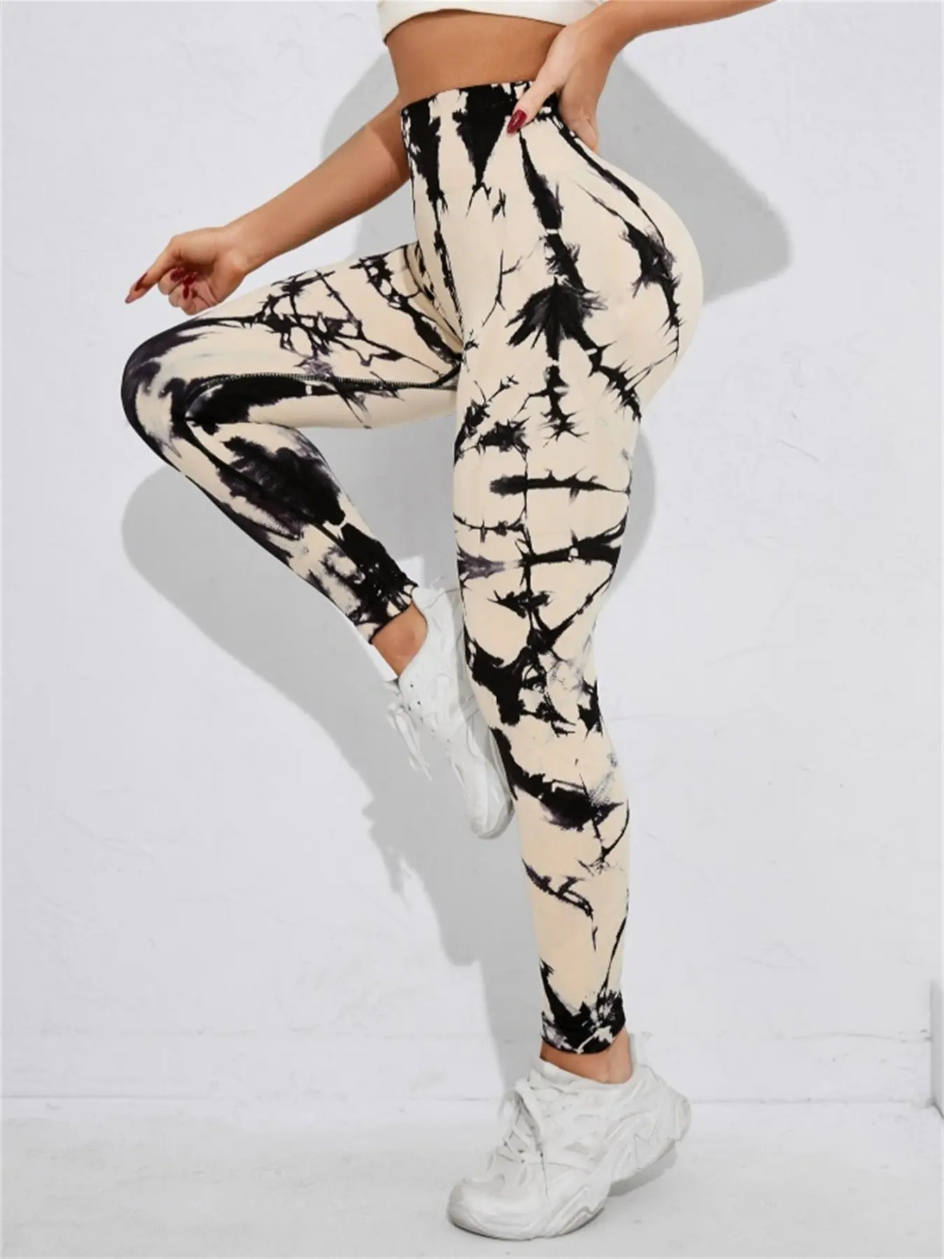 Women's High-Waisted Tie-Dye Sporty Leggings, High Waists Leggings, Compression Yoga Pants for Gym & Daily Use, Wick Away Moisture, Elastic, Breathable Fabric, Comfortable Fit, Shaping Leggings