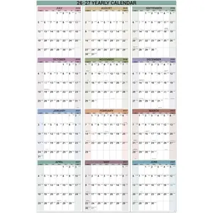 2026-2027 Yearly Wall Calendar - Jul. 2026 to Jun.2027, 34.4" x 22.8" (Open), Wall Calendar 2026-2027 with Round Sticks, Thick Paper, Vertical