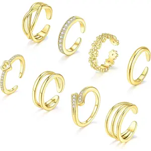 8 Pcs Toe Rings for Women Gold Silver Non Tarnish Simple Open Adjustable Band Toe Rings Set Beach Foot Jewelry for Summer Gold Plated Copper Hypoallergenic Stackable Rings