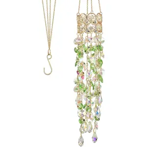 Hanging Window Garden Crystal Sun Catcher, Gold-Plated Sun Catcher for Indoor and Outdoor Decoration, Light Catcher, Party Crystals