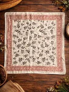 Hand Block Print Bandana – Organic Cotton Paisley Scarf, Natural Head Scarf, Boho Hair Wrap, Sustainable Fashion