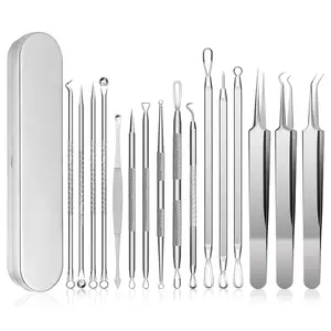 Pimple Popper Tool Kit, 16 PCS Professional Stainless Steel Blackhead Remover Removing Zit on Face, Facial Care Tools, Acne Needle Tool