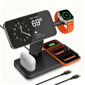 2026 Traveling Wireless Fast Charging Station, Foldable 4 in 1 Magnetic Wireless Charger Stand for iPhone 17 Air 16 15 14 13 12 Pro Max Plus,Apple Watch Series & Airpods Pro/Pro 2/3/2
