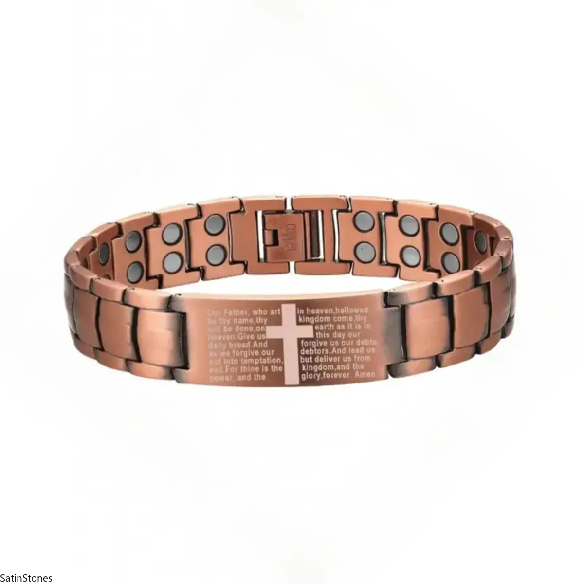 Elegant Pure Copper Bracelets for Men, Cuff-style Bangle with Cross Motif, Adjustable with Magnetic Therapy for Daily Wear