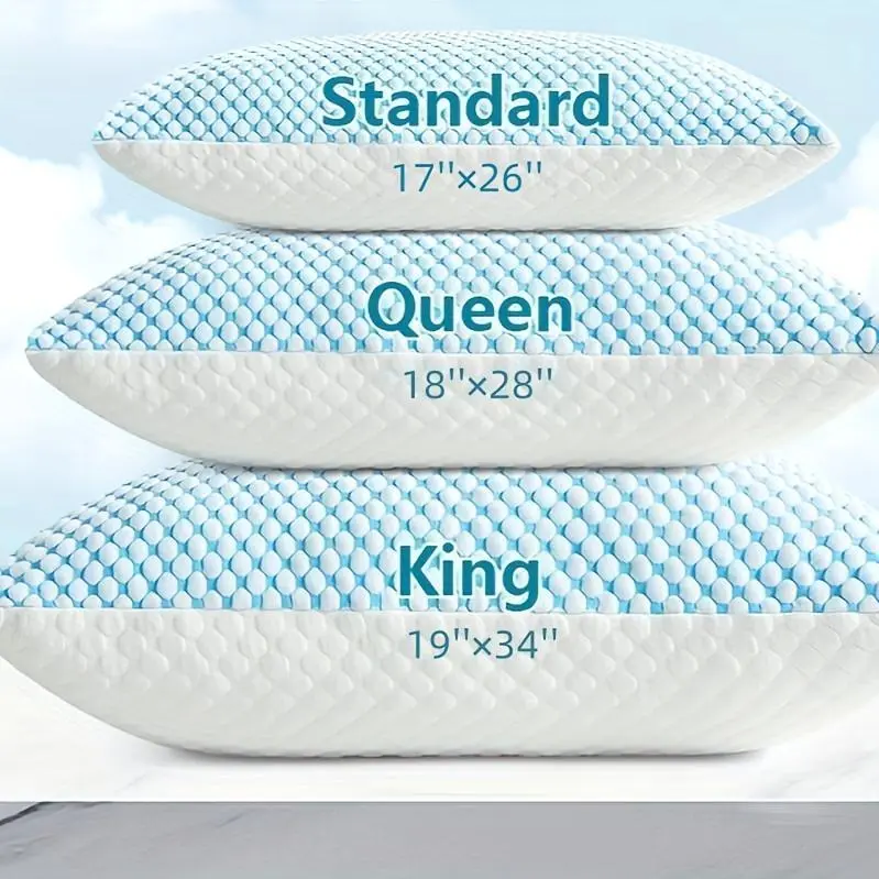 2-Pack Hotel Quality Non-Collapsing Down Alternative Cooling Pillows | King Size, Polyester and Viscose Cover, Memory Foam Filling, Machine Washable