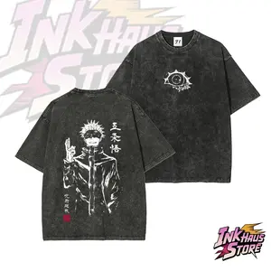 Gojo Satoru, a popular character from Jujutsu Kaisen--Short Sleeve Cotton Unisex Retro wash Tee