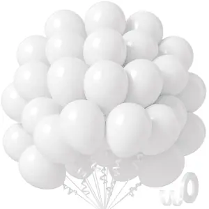 White 12-Inch Balloons, 50 White Latex Balloons Per Pack, Suitable For Engagement Parties, Bachelor/Bachelorette Parties, Bridal Showers, Wedding Parties, And Birthday Decorations, Balloon Set, Balloon Decorations Kit