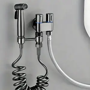 Stainless Steel Toilet Sprayer, 1 Set Handheld Sitz Bath Sprayer, Handheld Bidet Sprayer, Bathroom Wall Mounted Cleaning Spray-Gun, Toilet Washing Tool with Extended Flexible Hose