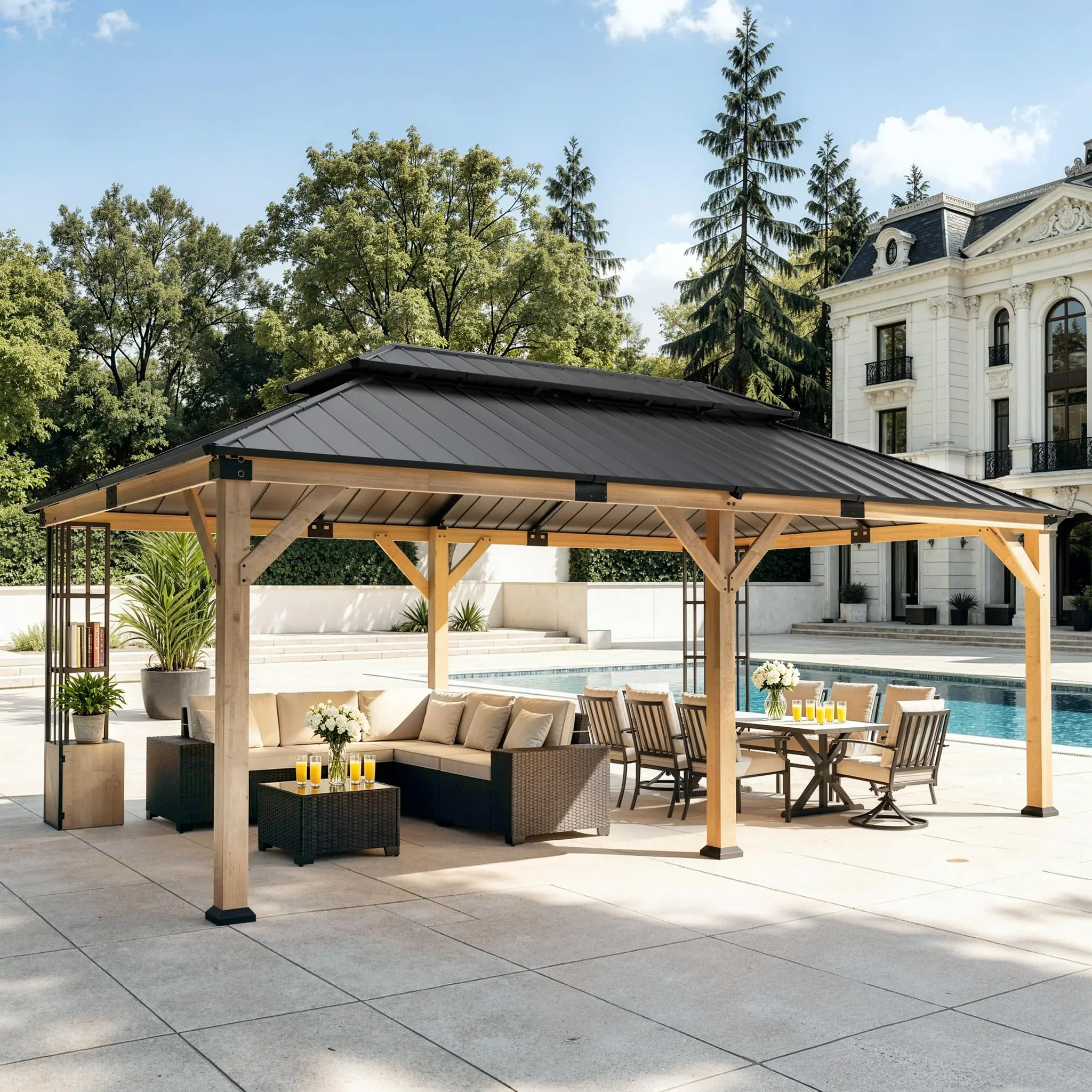 Hardtop Gazebo, Double Metal Roof Metal ,Outdoor Pavilion for Patio, Backyard, Deck Hardtop Gazebo, Double Metal Roof Metal ,Outdoor Pavilion for Patio, Backyard, Deck