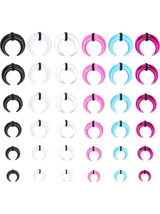 16G-6G Septum Pincher Tapers Rings Septum Clicker Acrylic Stainless Steel Internally Threaded Spike Horseshoe Barbells Septum Pincher Nose Ear Cartilage Stretching Kit for Women Men
