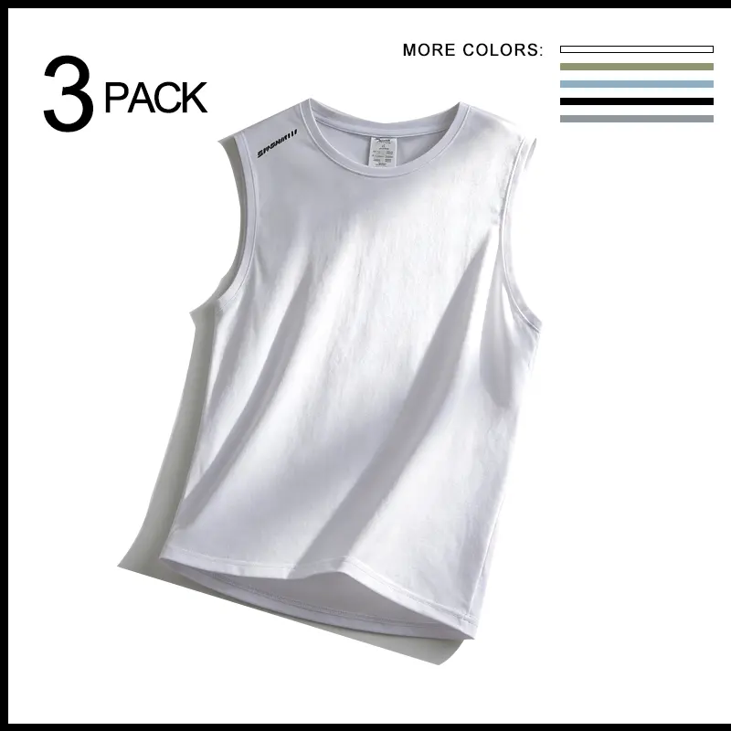 Men’s Sleeveless Tank Top 3-Pack Crew Neck Ice Silk Quick-Dry Moisture-Wicking Fitness Apparel Casual Sportswear Suitable For Gym Running And Sports