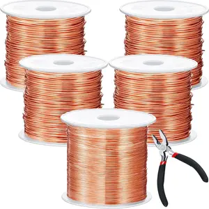 Funrous 5 Rolls 5 Size Jewelry Wire 18, 20, 22, 24, 26 Gauge Copper Wire Kit Jewelry Beading Bendable Craft Metal for Making Crafts, Sculpting with a Pliers(Copper)