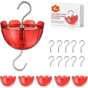 6-Pack Hummingbird Feeder Ant Guard-Large Ant Moat for Hummingbird Feeders, Outdoor Ant-Proof Handing Feeders Accessories,Twist & Clean Ant Guard,6 Ant Motes for  Birds with Level Window(6 Set)