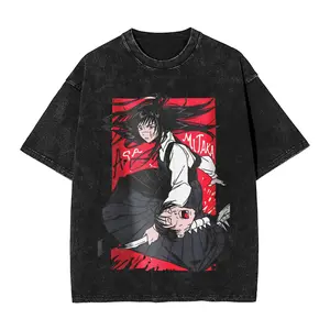 valentine shirts Yoru Chainsaw Man Anime Washed T Shirt Streetwear Hip Hop T-Shirts Asa 3Mitaka Tee Shirt Men Women 100% Cotton Oversize Printed