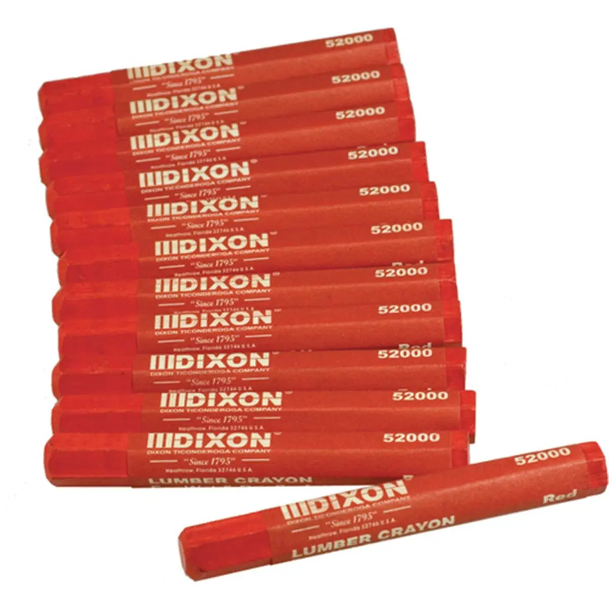 Dixon Ticonderoga Extruded Lumber Crayon, Red 520, Fade-Proof, Smear-Proof, Lasts Up to 10 Times Longer, Dia: 1/2"