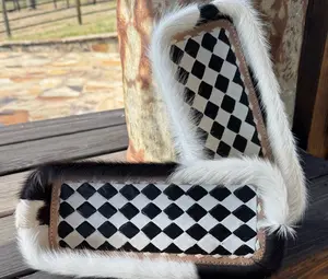 Checkered cowhide tray Checkered cowhide tray