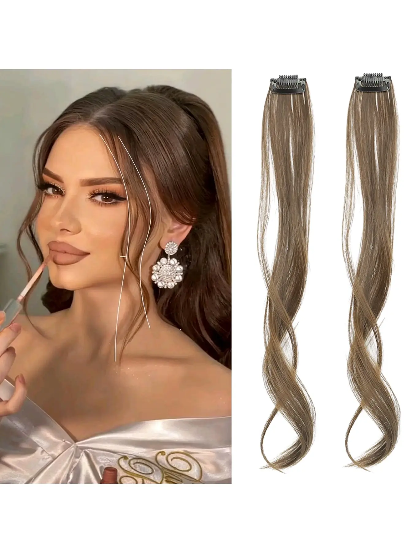 Women's Short Curly Hair Extension Clips, Synthetic Clip In, Synthetic Hairpieces, Synthetic Hair Extensions, Curled Hair Extensions, Natural Look Side Bangs, Daily Wear, All Seasons, No Ca Prop 65, Perfect for Everyday Use