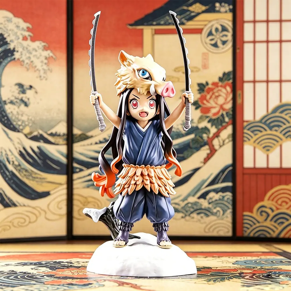 One Piece Demon Slayer Nezuko Figure, Anime collectible figure, Anime Cosplay Inosuke Boar Head with Dual Nichirin Swords, Premium Edition for Fans & Collectors