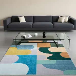 Machine Washable Checkered Rug - Durable & Non-Slip for High-Traffic Entryway & Living Room | Soft Modern Plaid Carpet, Easy-Clean-S