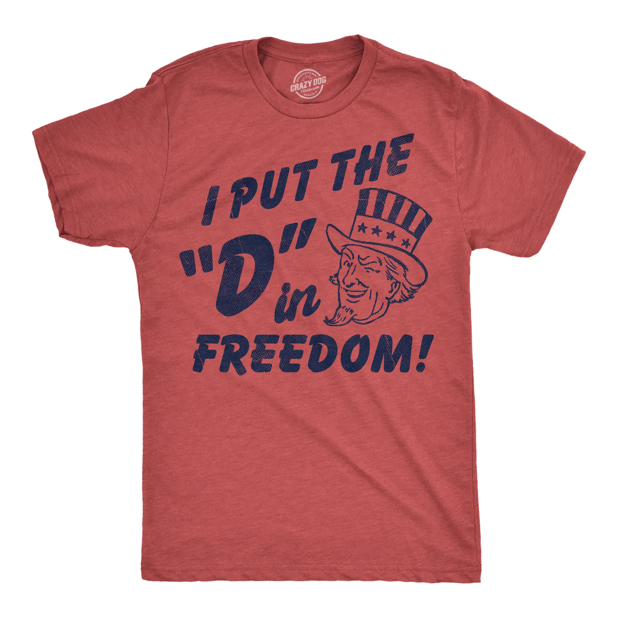 Mens Funny T Shirts I Put The D In Freedom Sarcastic Fourth Of July Graphic Novelty Tee for Men Mens Funny T Shirts Cool Vintage Fashion T-Shirt Gift Classic Menswear Patriotic Apparel for Men Funny offensive Red - D In