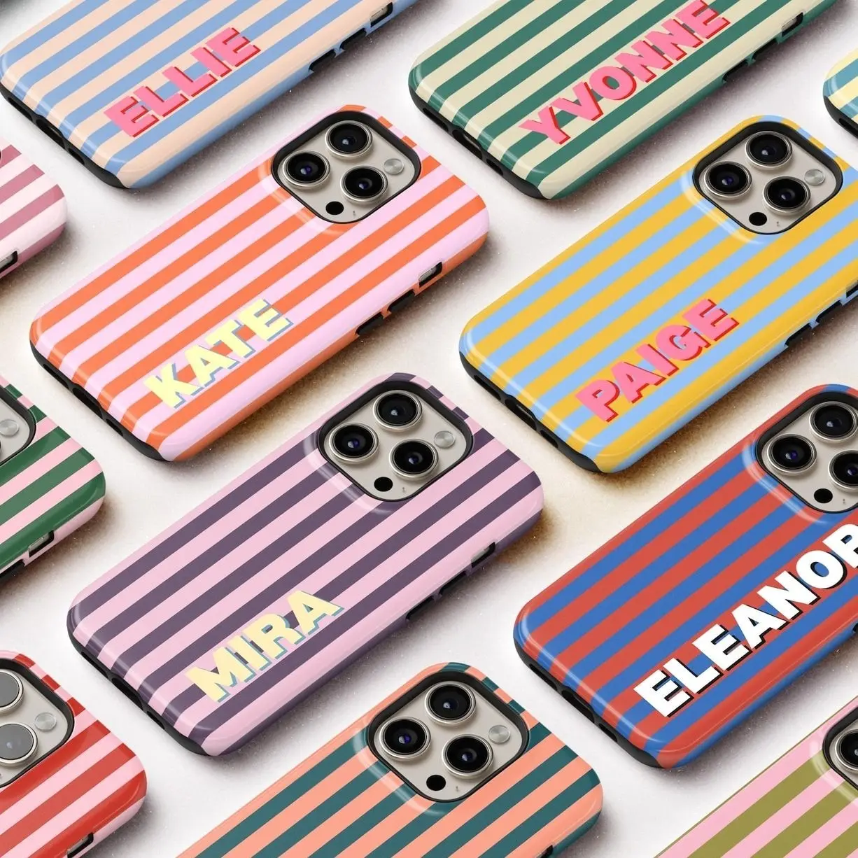 Custom MagSafe Phone Case, Personalized Initials Monogram Striped case for iPhone 17 16 15 14 13 12 Pro Max