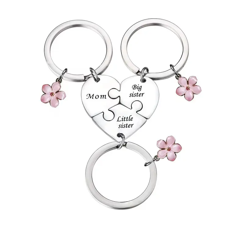 Mother Daughter Keychain for 3,Mother Big Sister Little Sister Keychain for 3, Sweet Meaningful Gift for Mom for Mother's Day, Birthday, Christmas or Just Because