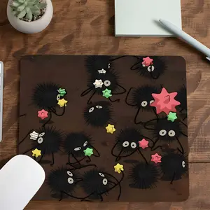 Soot Sprite Star Square mouse pad, Aesthetic Desktop Decorative Protective Pad, Desk Accessories, Rubber Anti-slip Lockedge Work Pad, Small Size Suitable for gaming mousepad, Laptop, Desktop Computer Games, Work, Family, Non Slip Mousepad