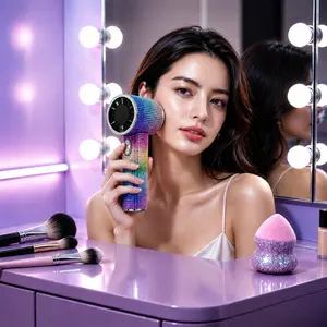 LASTEND Bling Queen Diamond Handheld Fan, Portable Mini Fan with Digital Display, Adjustable Speed Rechargeable Personal Fan for Travel, Makeup, Outdoor, Women's Gifts Charging Compact Usb