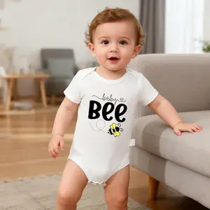 Baby Bee - Sweet as Can Bee Baby Bodysuit, Funny Infant Newborn Clothes 100% Cotton Jumpsuits Baby Boys Girls Casual Rompers Baby Gift Baby Short Sleeves Onesie Clothes Letter Pattern Baby Outfit for Outdoor Indoor