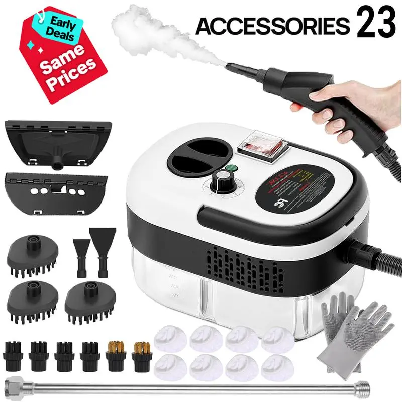 2500W Compact Bagless Filter-Free Portable Steam Cleaner - 1.2L Tank, 110v-120v, 2m Cable, Fast Heating, 6 Adjustable Speeds, High-Pressure High-Temperature Sterilization, Deep Clean, Automatic Function, Ideal for Kitchens/Carpets, Labor Day Gift Option,