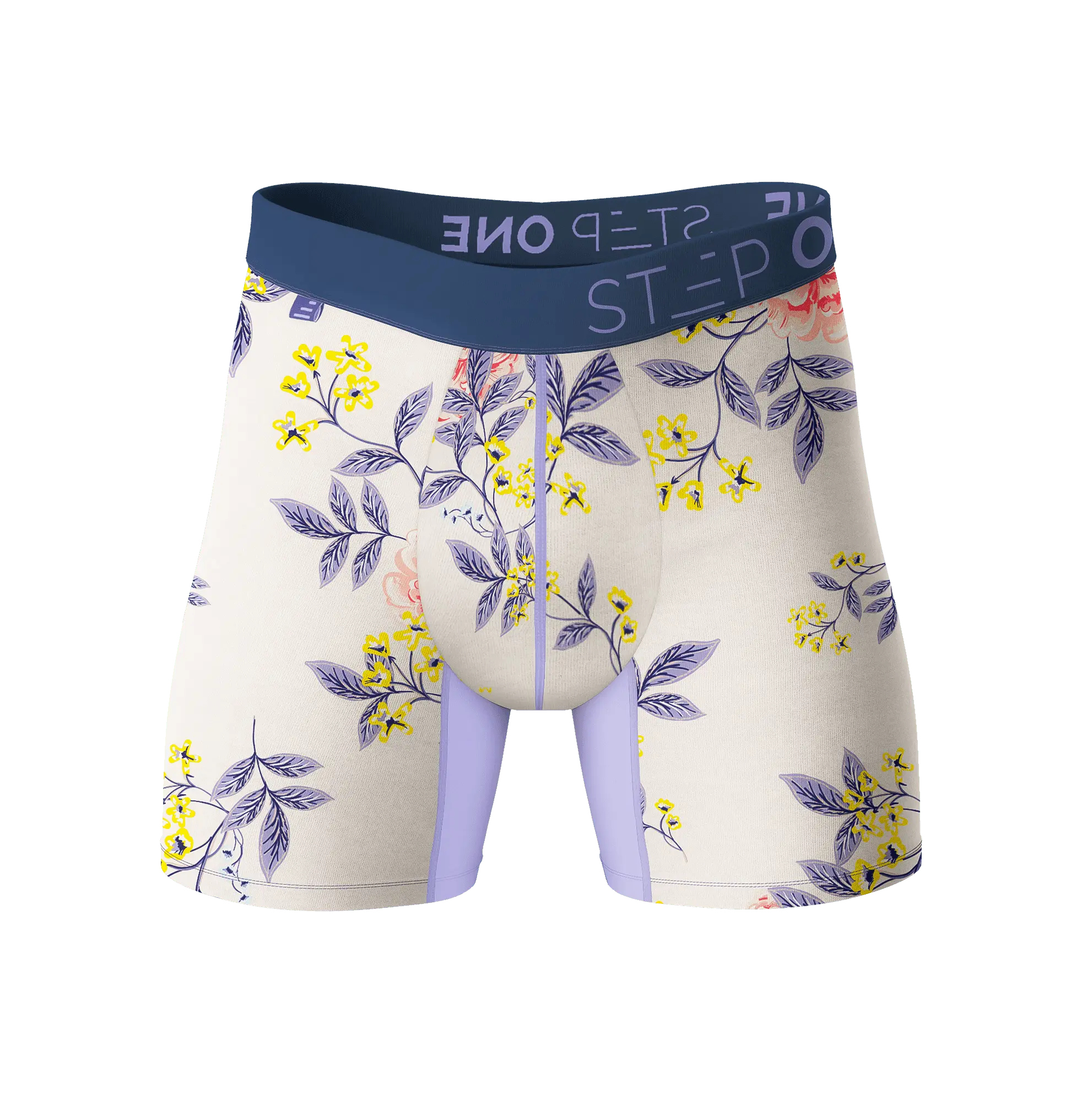 Men's Floral Print Boxer Briefs, Soft Bamboo Viscose for Daily Wear, Ride-Up Resistant with 3D Elastic Comfort Pouch for Thicker Legs, Spandex, Soft Breathable Briefs
