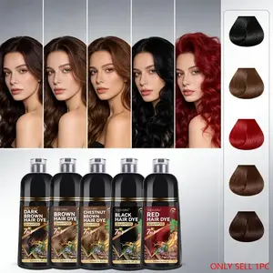 500ml Family-Size Hair Dye Shampoo | 3-in-1 Dyeing-Washing-Conditioning | Gentle Herbal Formula | Easy to Use | Shiny & Strong Hair | 5 Colors | For All Hair Types & Genders | Haircare | Hair Products