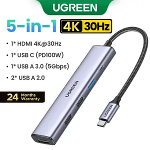 UGREEN USB C Hub 5 in 1 Multiport Adapter Revodok 105 4K HDMI, 100W Power Delivery, 3 USB-A Data Ports, USB C Dongle for MacBook Pro/Air, iPad Pro, iMac, iPhone 16 Pro/Pro Max, XPS, Thinkpad（HDMI Cable Not Included),TikTokShopSpringGlowUp,Greenish