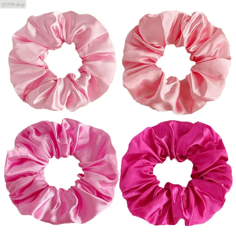 Pink Satin Jumbo Scrunchie for Women, Soft Silk Hair Tie Ponytail Holder, Cute Coquette Y2K Hair Accessory for Thick Hair, Trendy Oversized Hair Band for Daily Wear, Aesthetic Girl Gift
