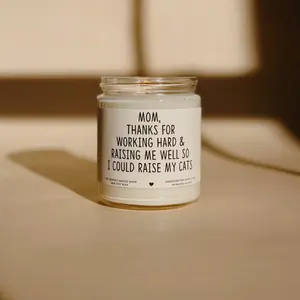 Mom Thanks for Raising Me Funny Candle, Mothers Day Gift for Mom, Cat Mom & Cat Grandma Gift, Best Mom Ever Birthday Gift