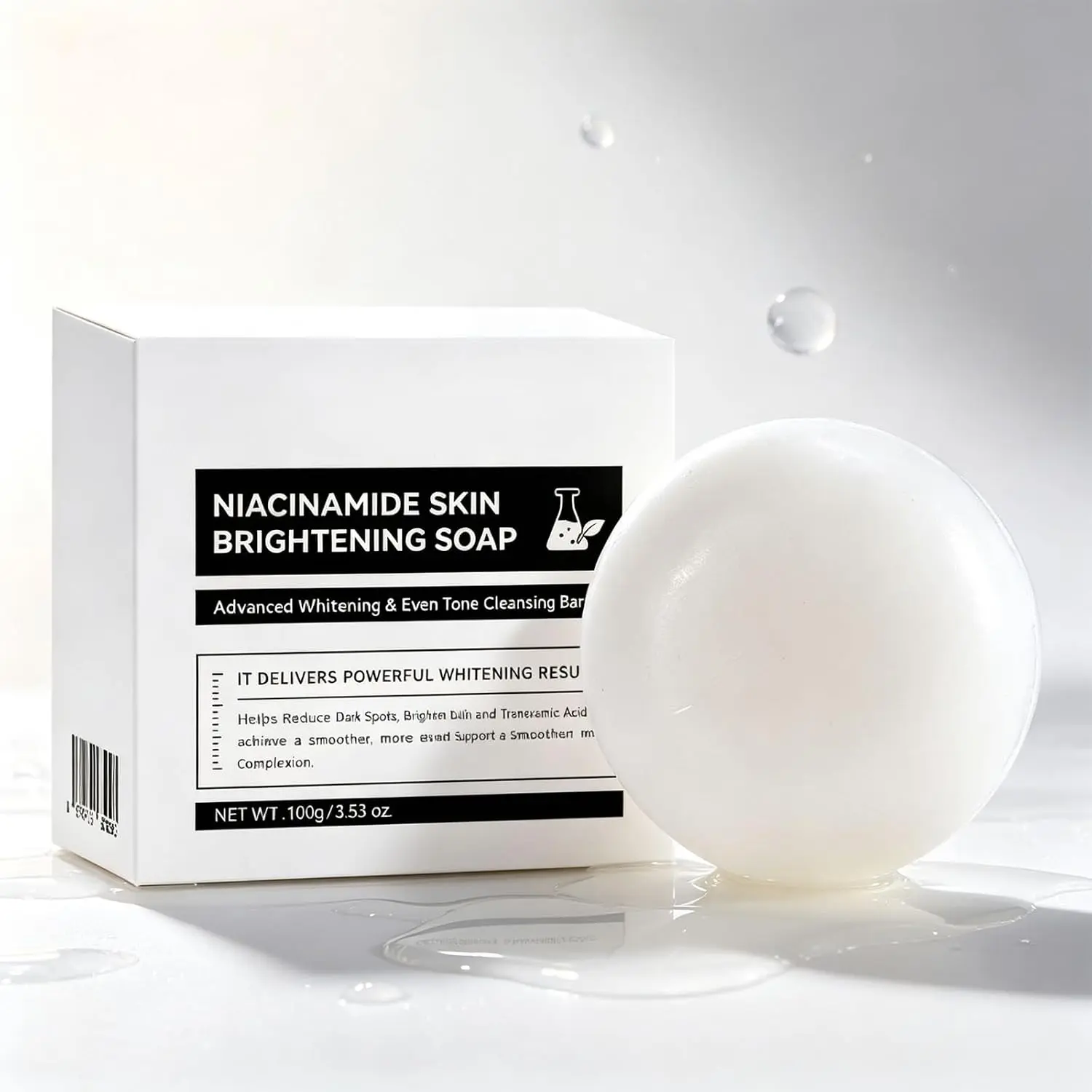 Niacinamide & Alpha-Arbutin Brightening Soap Bar - 3.53 oz Gentle Face & Body Cleanser with Tranexamic Acid, Glutathione, Olive Oil, Rich Foam, Fresh Feel, Even Skin Tone Support