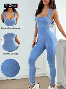 Women's Sandblasted Sports Tank Onesie, Tummy Control Jumpsuit, Sporty Jumpsuit, Workout Jumpsuit, Sports Jumpsuits, Tight Fitting Jumpsuit, Sportswear Jumpsuit, Comfortible Breathable Sleeveless, Tight Fit, Ideal for Yoga Gym Exercise, All Season Wear