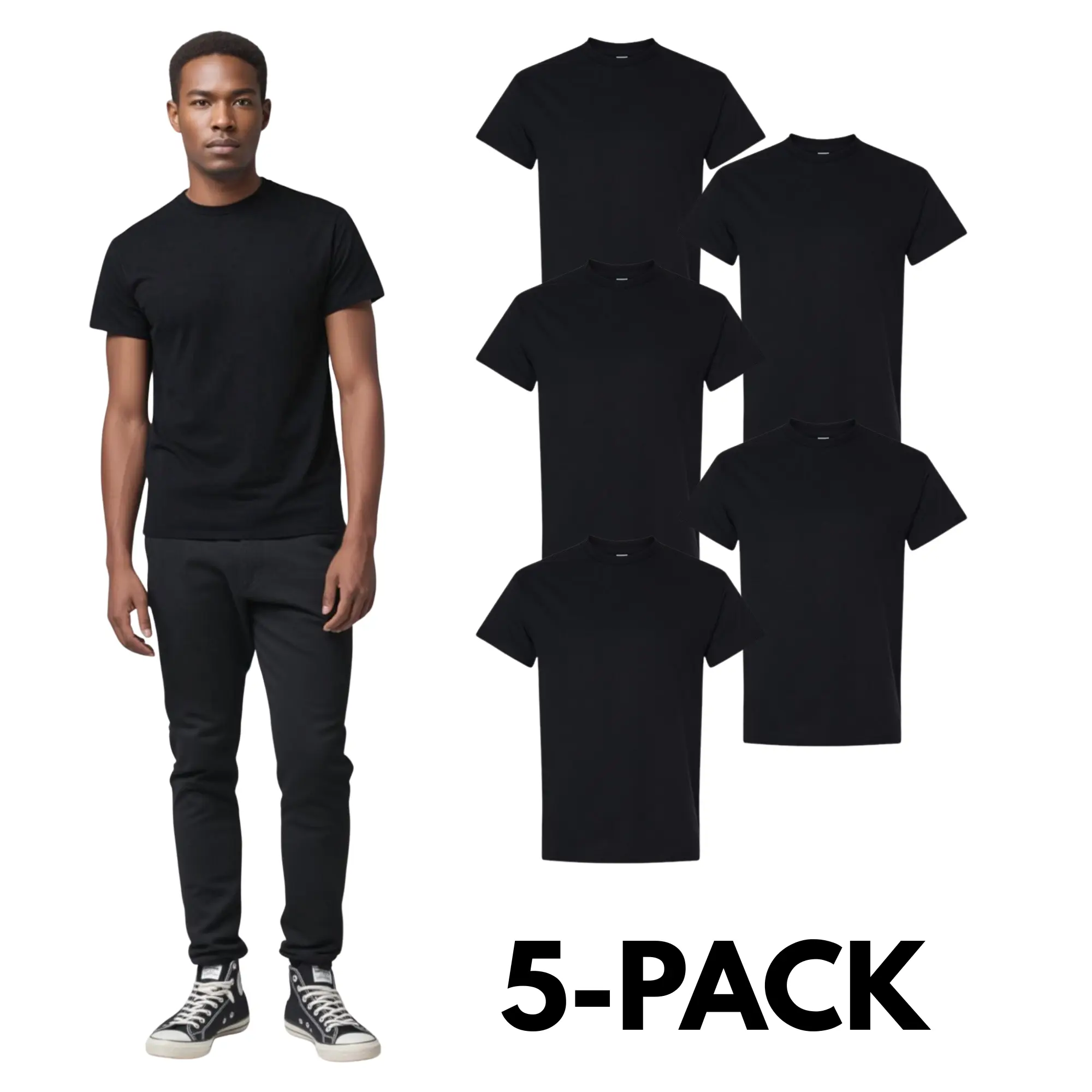 5-Pack Gildan Unisex Heavy Cotton Plain Crew Neck Short Sleeves T-Shirt 5000