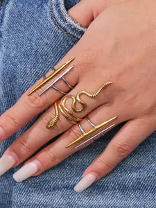 Elegant Snake-Shaped Stainless Steel Ring, High-End Open Finger Jewelry, Unique Titanium Steel Hand Accessory, European and American Style, Dainty Stacking Rings