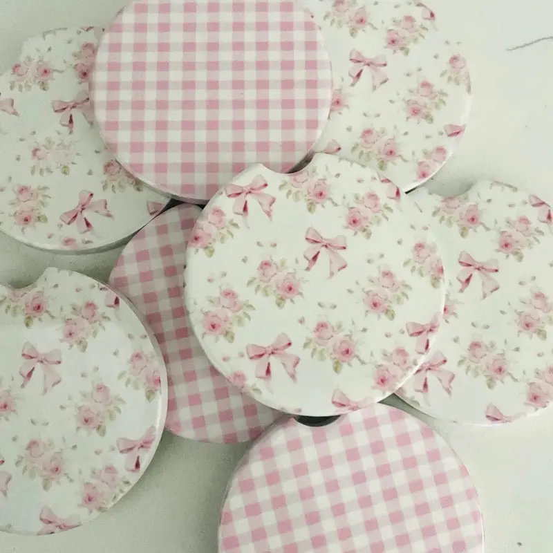 Pink bow car coaster,  car coaster